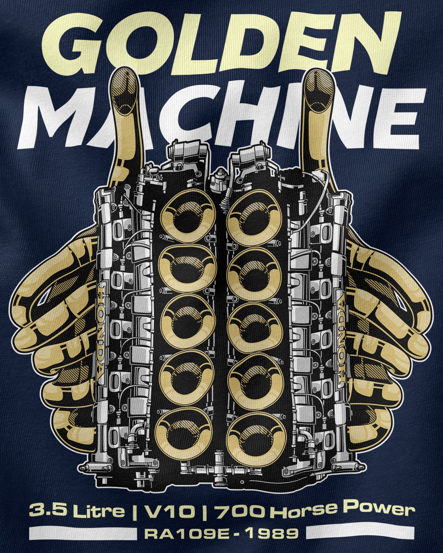 Camiseta V10 Golden Machine | Marinho