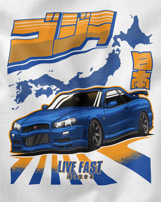 Camiseta Skyline GTR R34 Godzilla - Branca