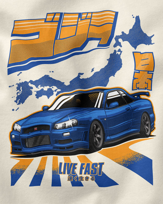 Camiseta Skyline GTR R34 Godzilla - Off White